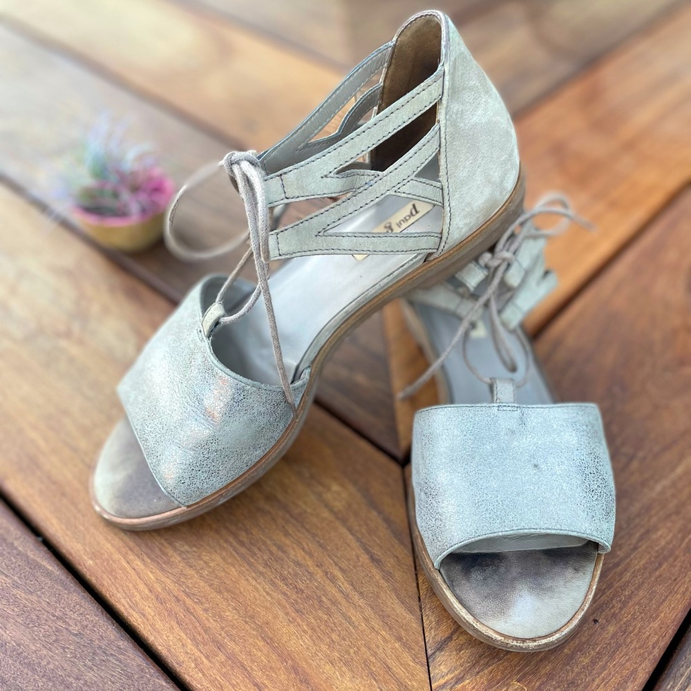 Paul Green metallic leather sandals with laces 7
